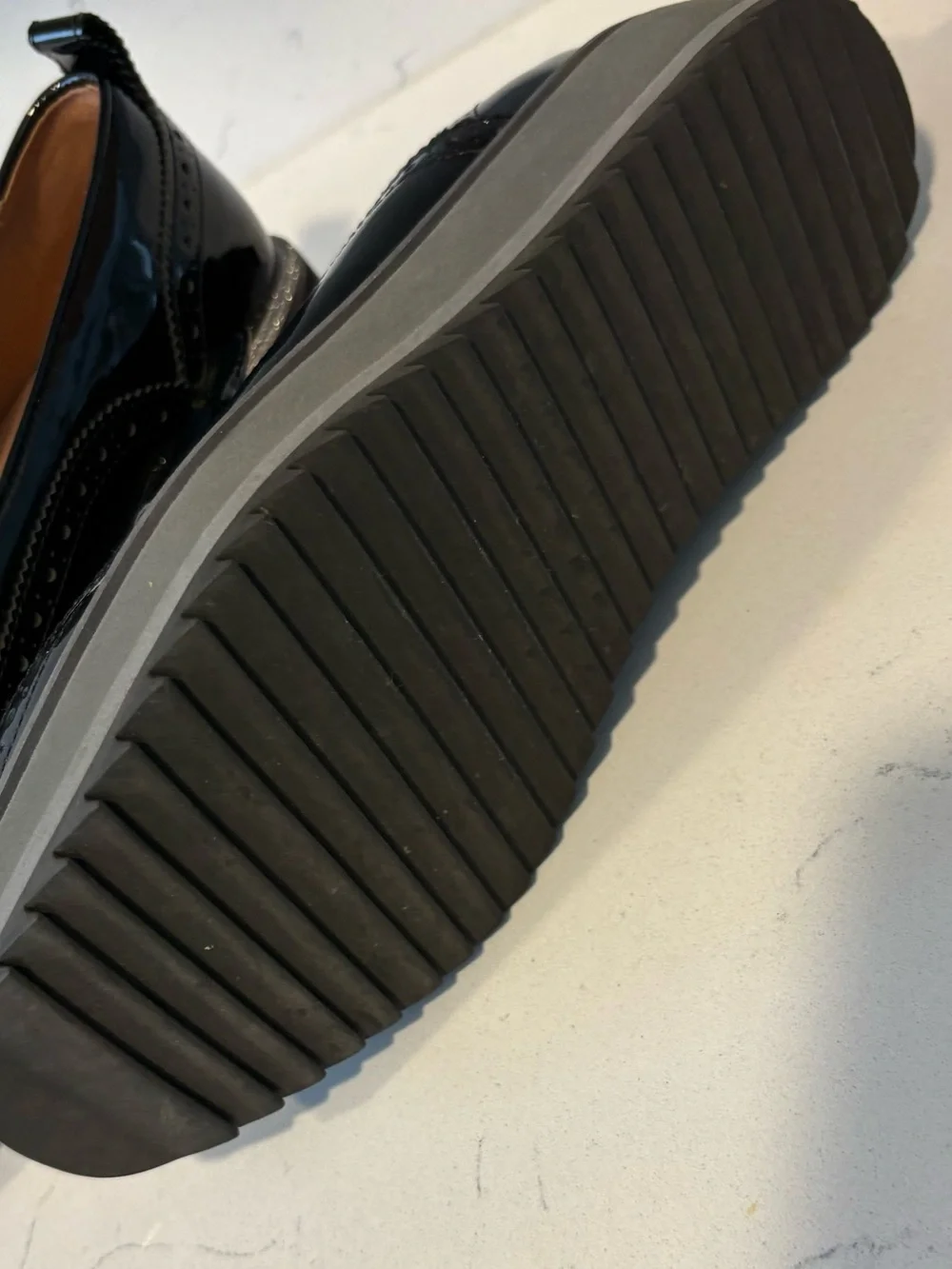 Black Patent Leather Platform Johnston & Murphy Loafers